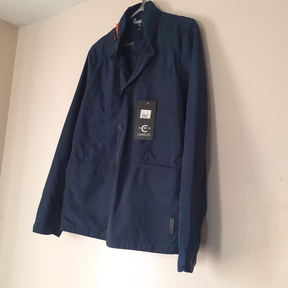 CERRUTI 1881 Windstorm Waterproof Lightweight Hooded Parka Blue 52/Medium NEW